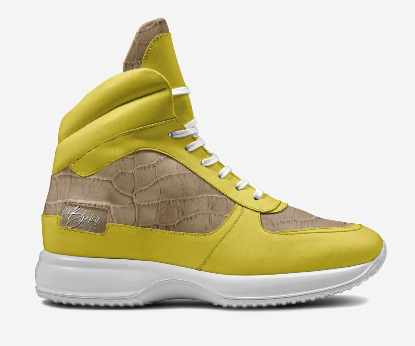 MIGUEL CELINE LIMITED TAN & YELLOW HIGH TOPS