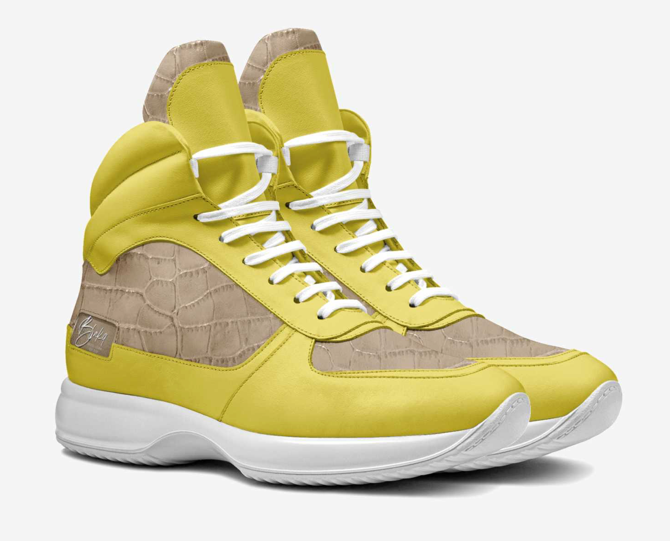 MIGUEL CELINE LIMITED TAN & YELLOW HIGH TOPS